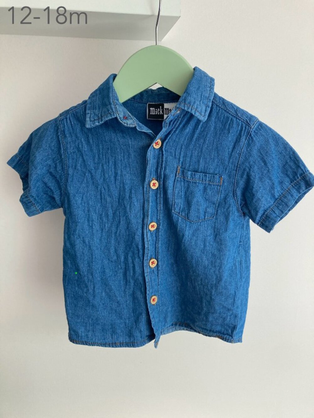 🪴5/$30 Mick Mack 12-18 Months Baby Thin Collar Button Shirt Spring Summer